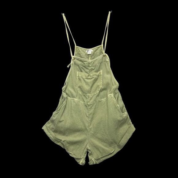 Billabong Womens XS Olive Green Cotton Overalls Romper Adjustable Straps Pockets - Picture 1 of 10